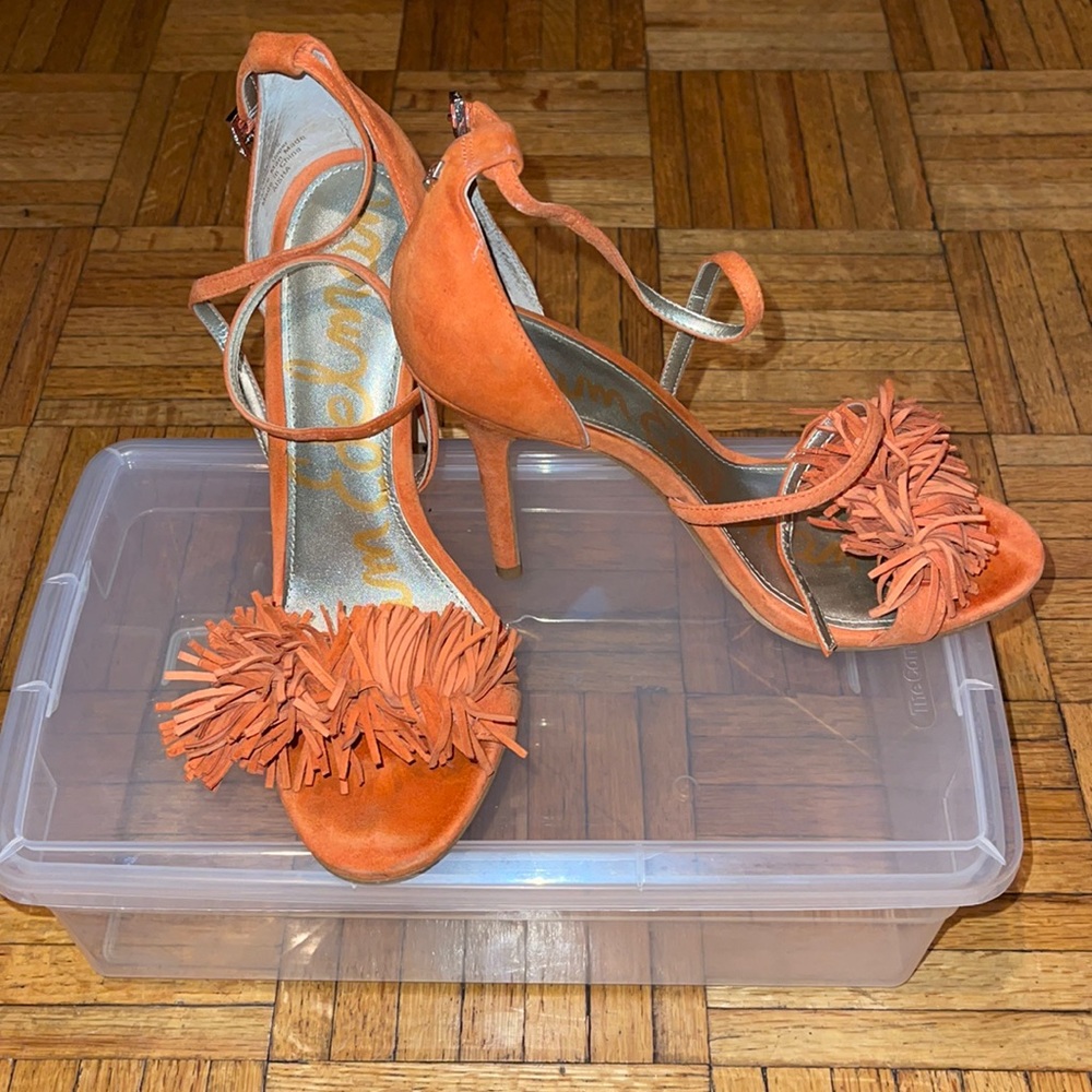 Orange Fuzzy Heels